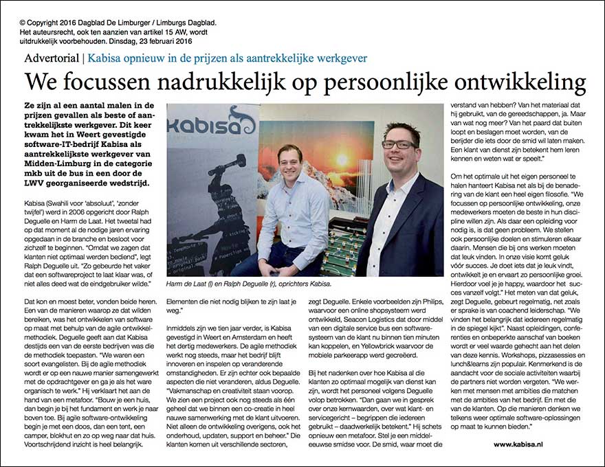 Artikel 'Limburg Onderneemt'